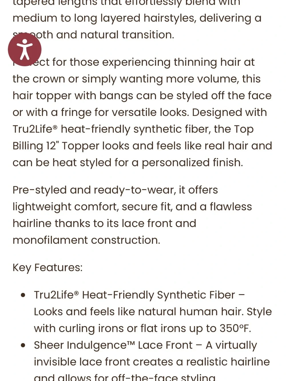 Raquel Welch Top Billing Topper- Hair you wear-Synthetic